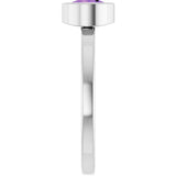 Platinum Round Natural Amethyst Bezel-Set Solitaire Ring - view 4