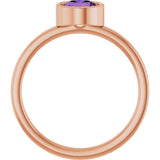 14K Gold Round Natural Amethyst Bezel-Set Solitaire Ring - Rose Gold - view 2