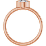 14K Gold Round Natural White Sapphire Bezel-Set Solitaire Ring - Rose Gold - view 2
