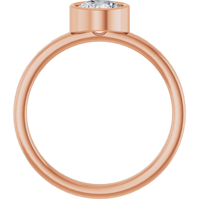 14K Gold Round Natural White Sapphire Bezel-Set Solitaire Ring - Rose Gold - view 2