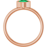 14K Gold Round Lab-Grown Emerald Bezel-Set Solitaire Ring - Rose Gold - view 2