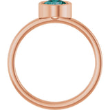 14K Gold Round Lab-Grown Alexandrite Bezel-Set Solitaire Ring - Rose Gold - view 2
