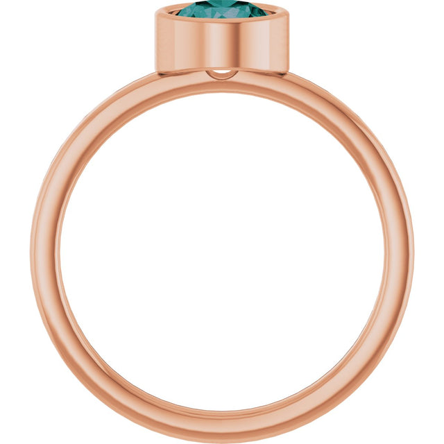 14K Gold Round Lab-Grown Alexandrite Bezel-Set Solitaire Ring - Rose Gold - view 2