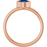 14K Gold Round Lab-Grown Blue Sapphire Bezel-Set Solitaire Ring - Rose Gold - view 2