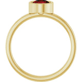 14K Gold Round Natural Mozambique Garnet Bezel-Set Solitaire Ring - Yellow Gold - view 2