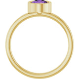 14K Gold Round Natural Amethyst Bezel-Set Solitaire Ring - Yellow Gold - view 2