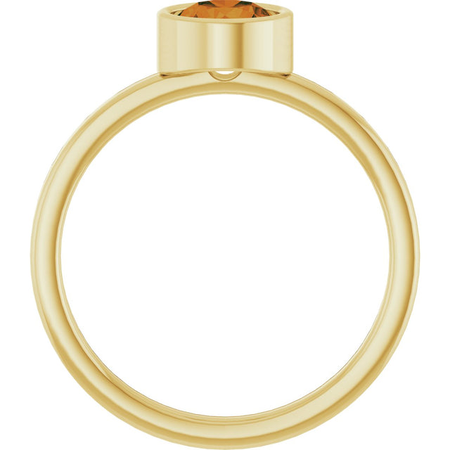14K Gold Round Natural Citrine Bezel-Set Solitaire Ring - Yellow Gold - view 2