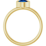 14K Gold Round Natural Blue Sapphire Bezel-Set Solitaire Ring - Yellow Gold - view 2