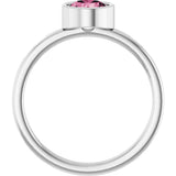 14K Gold Round Natural Pink Tourmaline Bezel-Set Solitaire Ring - White Gold - view 2