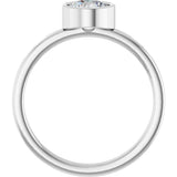 14K Gold Round Natural White Sapphire Bezel-Set Solitaire Ring - White Gold - view 2