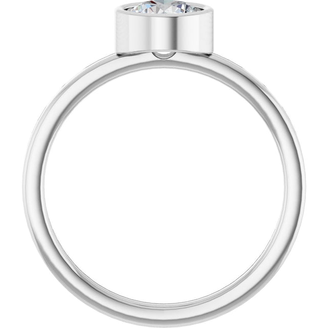 14K Gold Round Natural White Sapphire Bezel-Set Solitaire Ring - White Gold - view 2