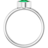 Platinum Round Lab-Grown Emerald Bezel-Set Solitaire Ring - view 2