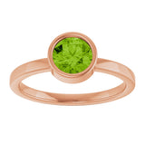 14K Gold Round Natural Peridot Bezel-Set Solitaire Ring - Rose Gold - view 3