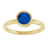14K Gold Round Lab-Grown Blue Sapphire Bezel-Set Solitaire Ring - Yellow Gold - view 3
