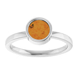 14K Gold Round Natural Citrine Bezel-Set Solitaire Ring - White Gold - view 3