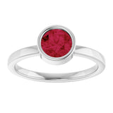 Platinum Round Lab-Grown Ruby Bezel-Set Solitaire Ring - view 3