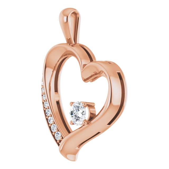 14K Gold Round Natural Diamond Accented Heart Pendant – 1/3 CTW - view 2