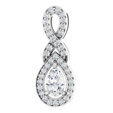 14K Gold Pear Natural Diamond Accented Halo-Style Pendant