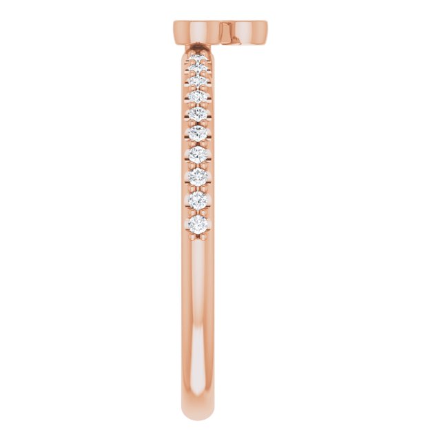 14K Gold Round Natural Diamond Asymmetric Stackable Ring – 2mm Stones - Rose Gold - view 4