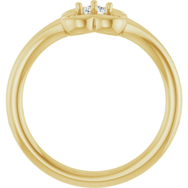 14K Gold Round Natural Diamond Youth Flower Ring - Yellow Gold - view 2