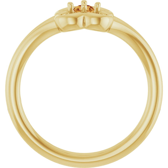14K Gold Round Natural Citrine Youth Flower Ring - Yellow Gold - view 2