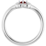 14K Gold Round Natural Mozambique Garnet Youth Flower Ring - White Gold - view 2