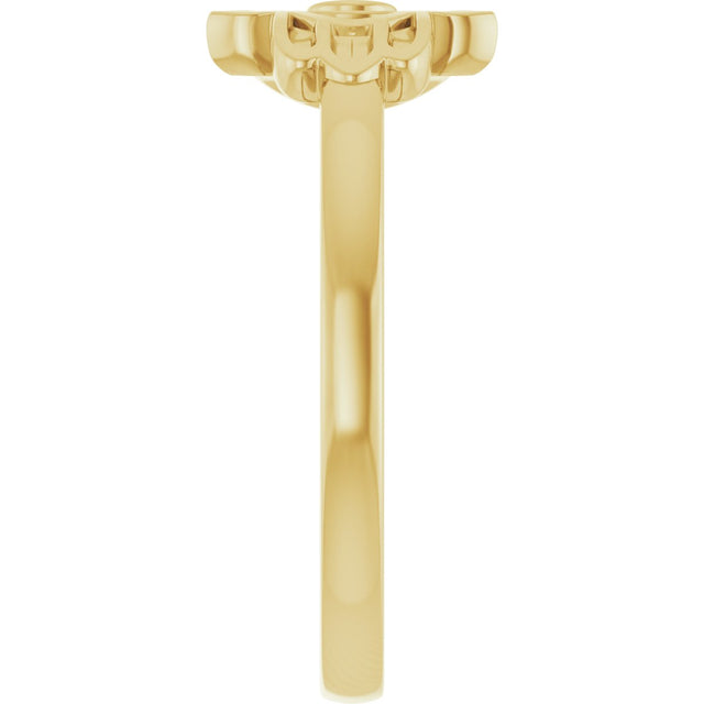 14K Gold Round Natural Diamond Hamsa Ring - Yellow Gold - view 4