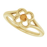 14K Gold Round Natural Citrine Youth Flower Ring - Yellow Gold - view 5