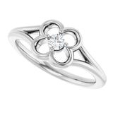 14K Gold Round Natural Diamond Youth Flower Ring - White Gold - view 5