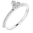 Platinum Round Natural Diamond Asymmetric Stackable Ring – 2mm Stones
