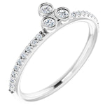Platinum Round Natural Diamond Asymmetric Stackable Ring – 2mm Stones