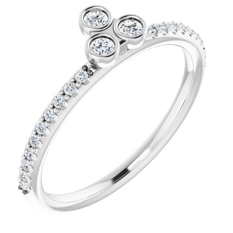 Platinum Round Natural Diamond Asymmetric Stackable Ring – 2mm Stones