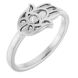 Platinum Round Natural Diamond Hamsa Ring