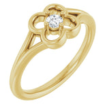 14K Gold Round Natural Diamond Youth Flower Ring - Yellow Gold