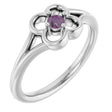 14K Gold Round Natural Alexandrite Youth Flower Ring - White Gold