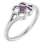 14K Gold Round Natural Alexandrite Youth Flower Ring - White Gold