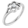14K Gold Round Natural Diamond Youth Flower Ring - White Gold