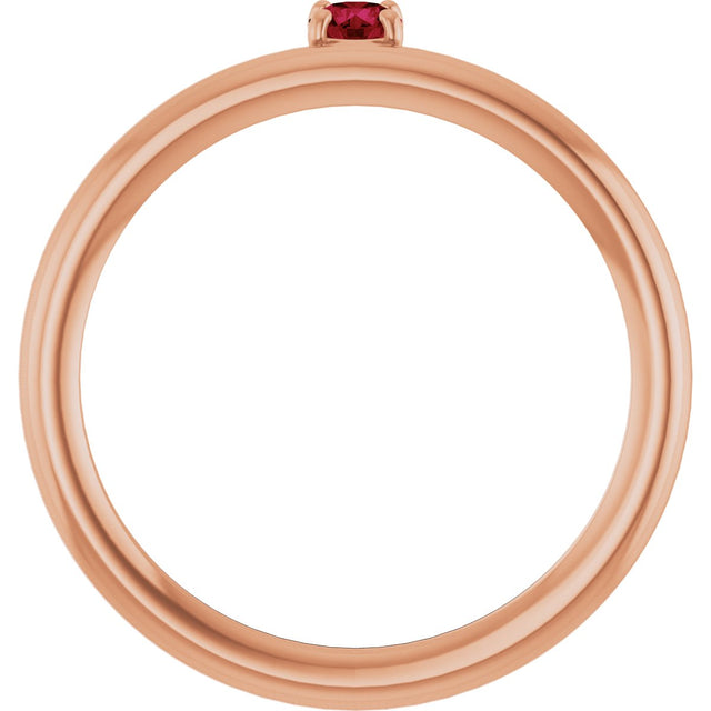 14K Gold Round Lab-Grown Ruby Asymmetric Stackable Ring - Rose Gold - view 2