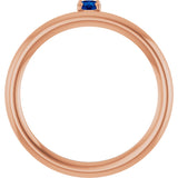 14K Gold Round Lab-Grown Blue Sapphire Asymmetric Stackable Ring - Rose Gold - view 2