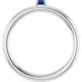 14K Gold Round Lab-Grown Blue Sapphire Asymmetric Stackable Ring - White Gold - view 2