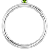 14K Gold Round Natural Peridot Asymmetric Stackable Ring - White Gold - view 2