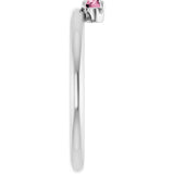 14K Gold Round Natural Pink Tourmaline Asymmetric Stackable Ring - White Gold - view 4