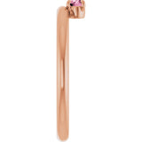 14K Gold Round Natural Pink Tourmaline Asymmetric Stackable Ring - Rose Gold - view 5