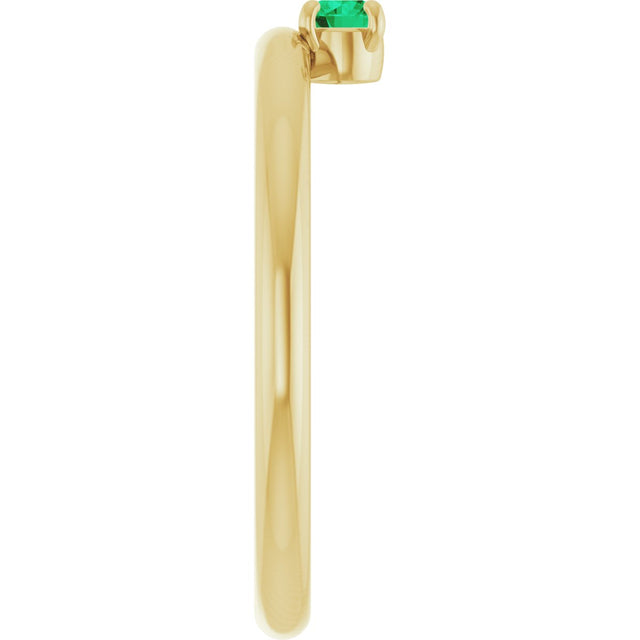 14K Gold Round Lab-Grown Emerald Asymmetric Stackable Ring - Yellow Gold - view 4