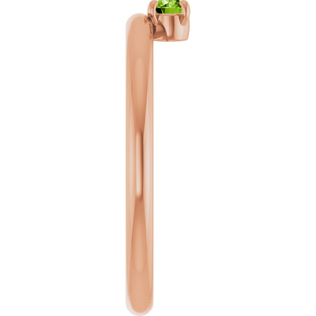14K Gold Round Natural Peridot Asymmetric Stackable Ring - Rose Gold - view 5