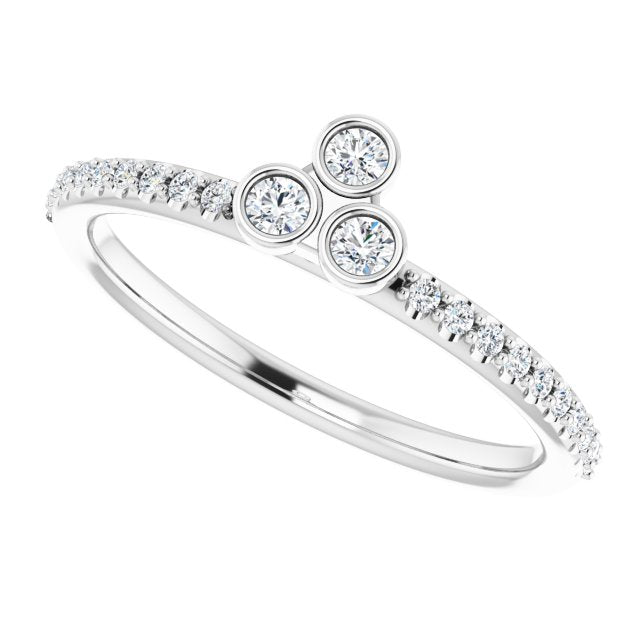 Platinum Round Natural Diamond Asymmetric Stackable Ring – 2mm Stones - view 5