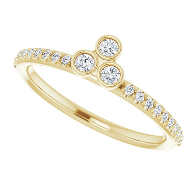 14K Gold Round Natural Diamond Asymmetric Stackable Ring – 2mm Stones - Yellow Gold - view 5