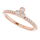14K Gold Round Natural Diamond Asymmetric Stackable Ring – 2mm Stones - Rose Gold - view 5