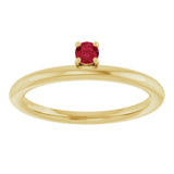 14K Gold Round Lab-Grown Ruby Asymmetric Stackable Ring - Yellow Gold - view 3