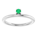 14K Gold Round Lab-Grown Emerald Asymmetric Stackable Ring - White Gold - view 3